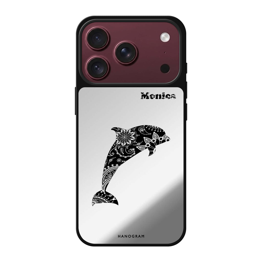 Mandala dolphin personalized name dolphin animal geometric iPhone 18 Pro Max mirror case