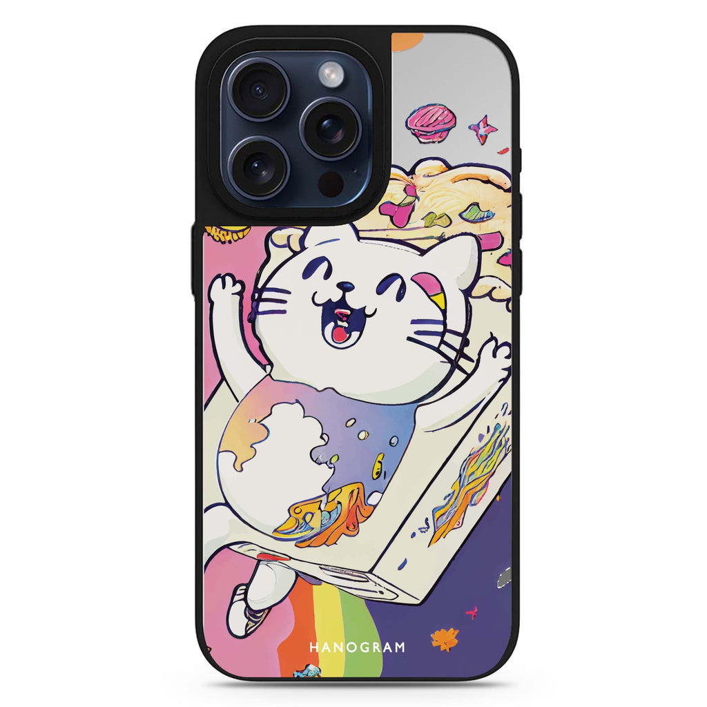 Rainbow Cat MagSafe compatible mirror case for iPhone 16/15/14 Pro Max and Pro, main view