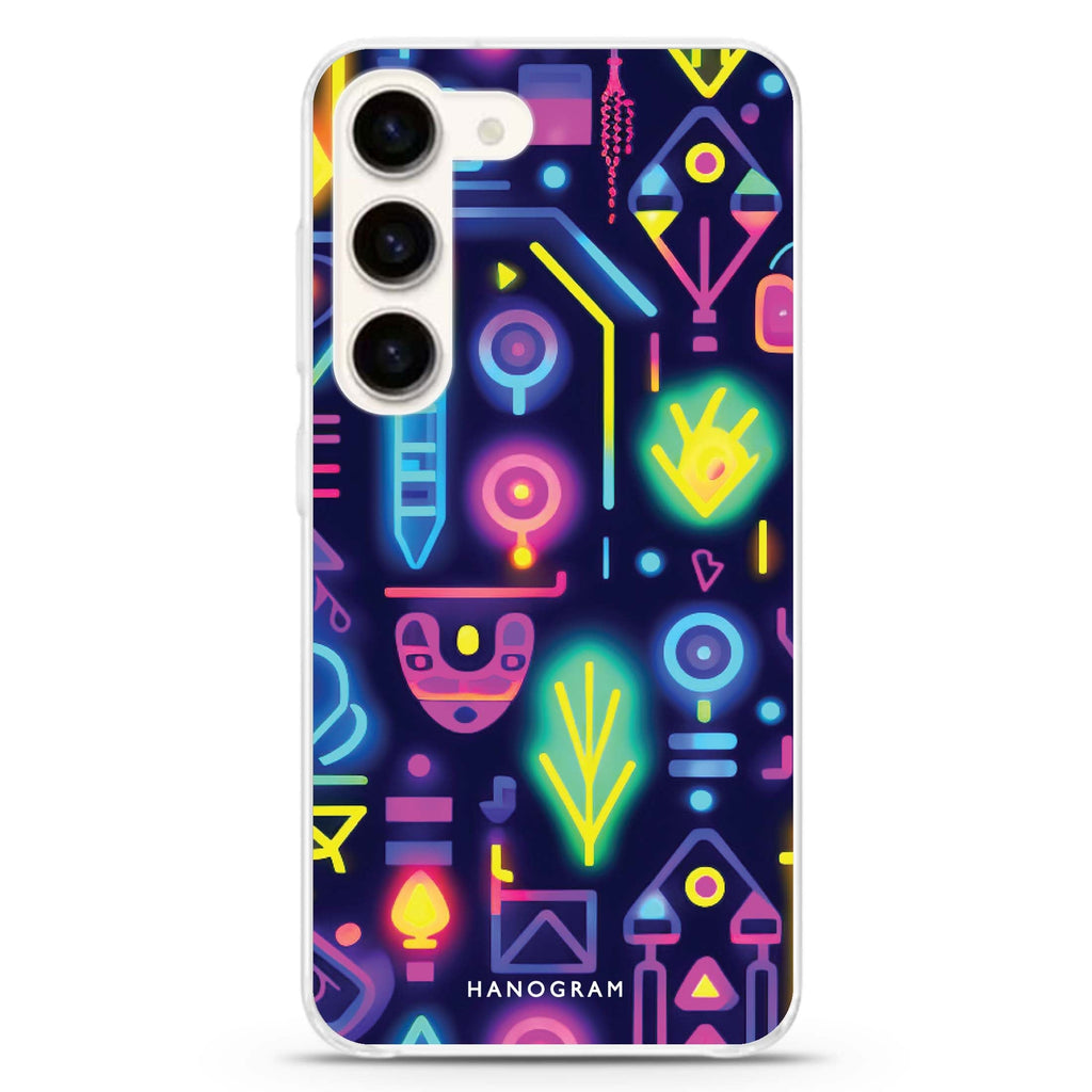 Neon Sparkle ultra-clear case for Samsung Galaxy S23/S22, front view