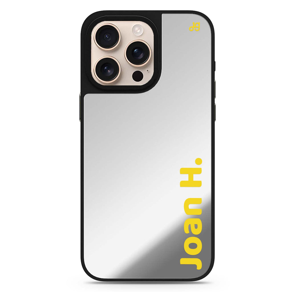 Signed & Styled personalized name sleek reflective design iPhone 16/15/14 Pro Max & Pro mirror case