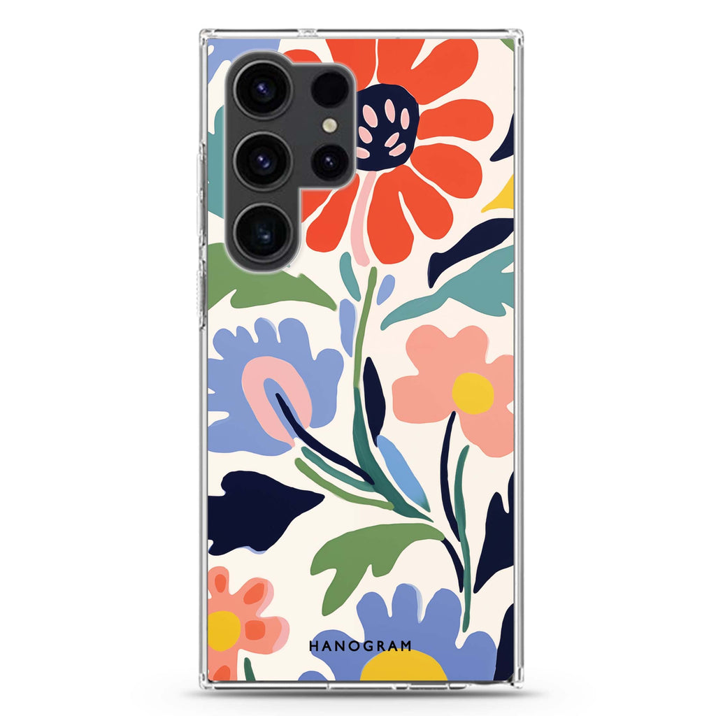 Brushed Blossoms Samsung Galaxy S26/S25/S24/S23/S22 Ultra ultra clear case, transparent design, main view
