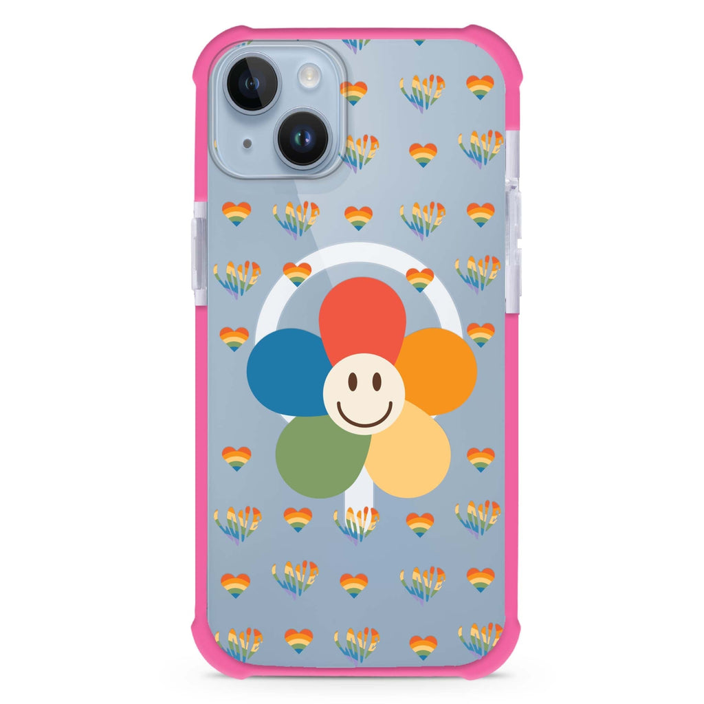 Rainbow Floral iPhone 15 Plus MagSafe Compatible Ultra Shockproof Case