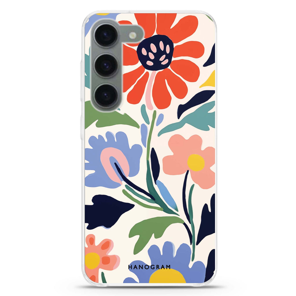 Brushed Blossoms ultra-clear case for Samsung Galaxy S23/S22, front view
