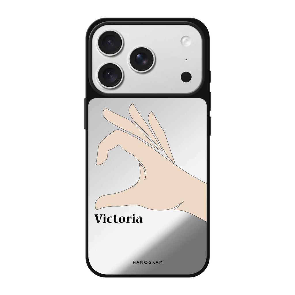 Right Hand heart personalized name valentines heart romantic iPhone 18 Pro Max mirror case