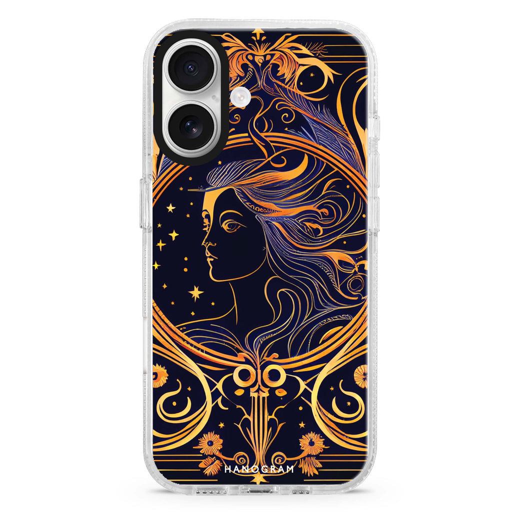 Magic Queen iPhone 16 and 16 Plus ultra clear case, transparent graphic artwork, front product view
