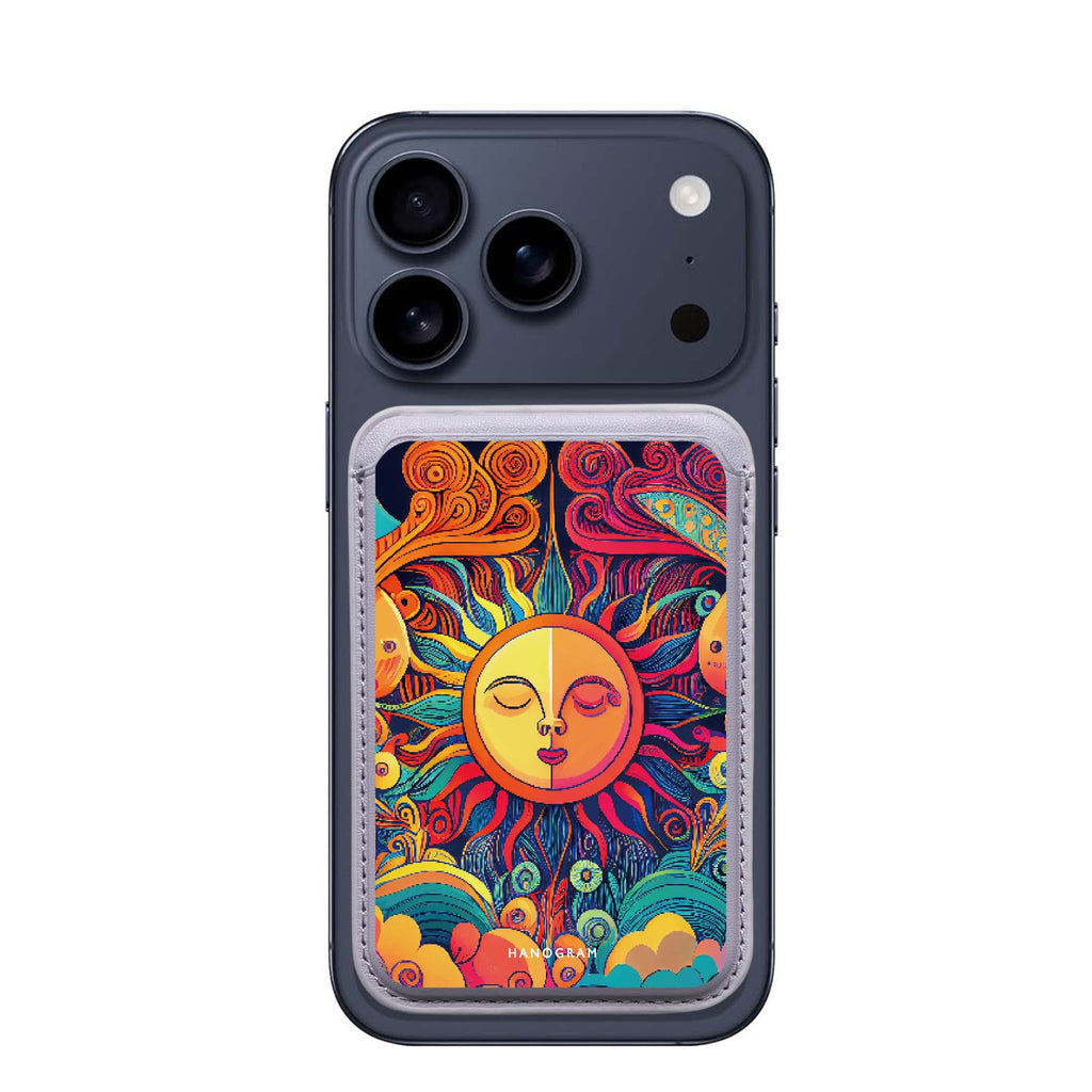 Magic Sun Face MagSafe wallet for iPhone, slim magnetic card holder, main view