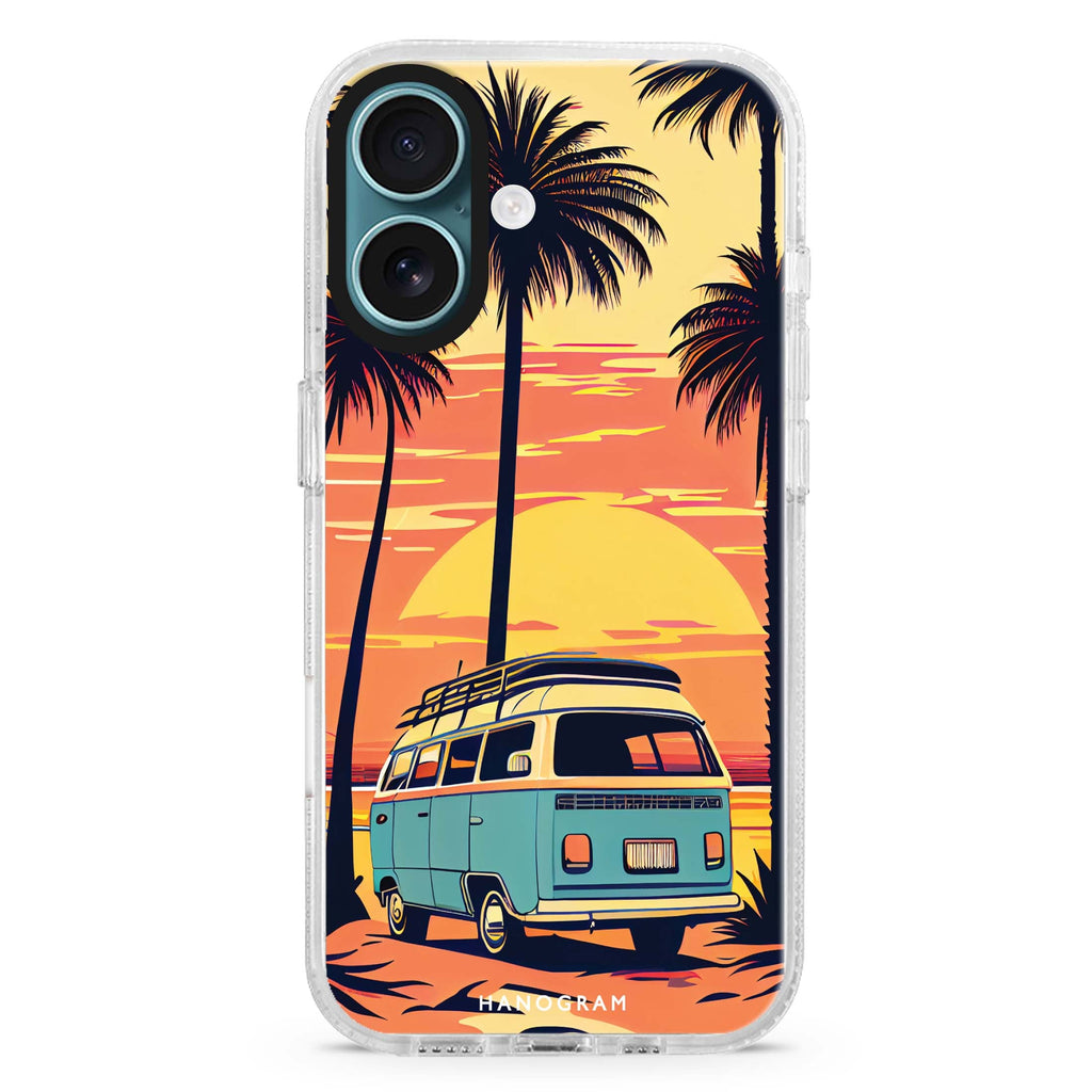 Going Out iPhone 16 and 16 Plus ultra clear case, transparent graphic artwork, front product view