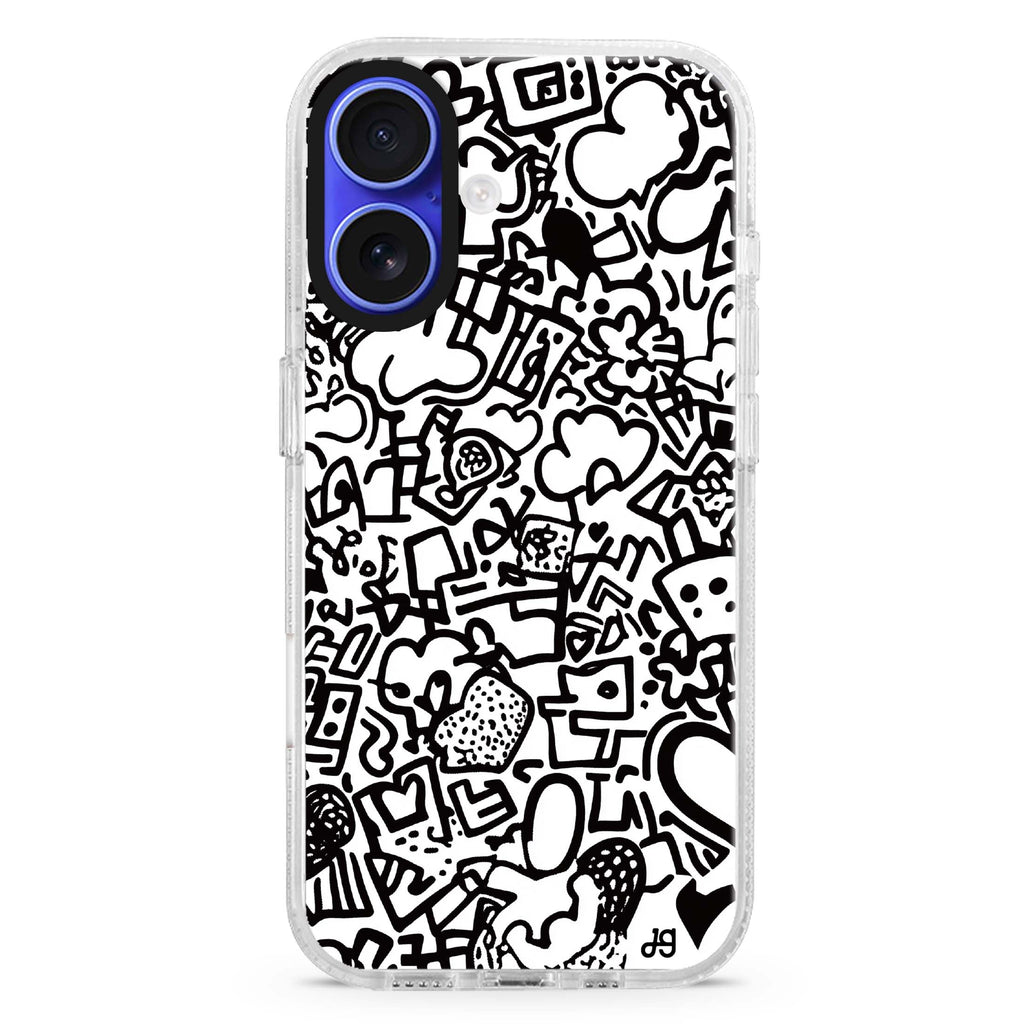 Love Lines iPhone 16 and 16 Plus ultra clear case, transparent abstract pattern, front product view