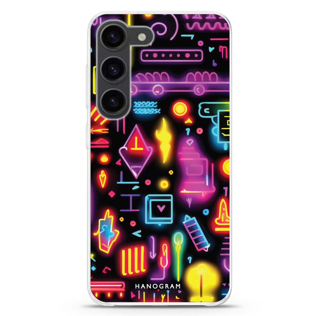 Neon Dreams ultra-clear case for Samsung Galaxy S23/S22, front view