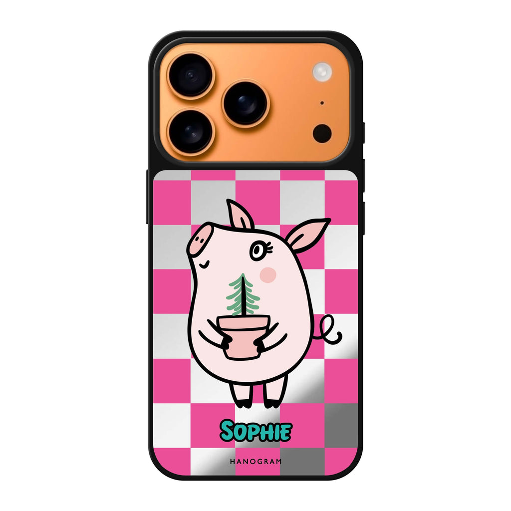 Lovely Pig personalized name pig animal iPhone 17 Pro Max mirror case