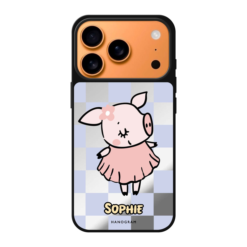 Pretty Pig personalized name pig animal iPhone 17 Pro Max mirror case