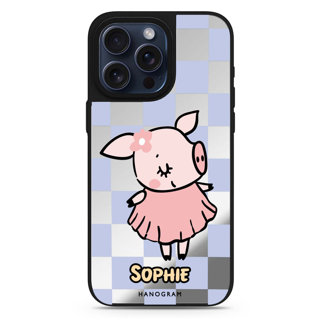 Pretty Pig personalized name MagSafe mirror case for iPhone 16/15/14 Pro Max and Pro, main view