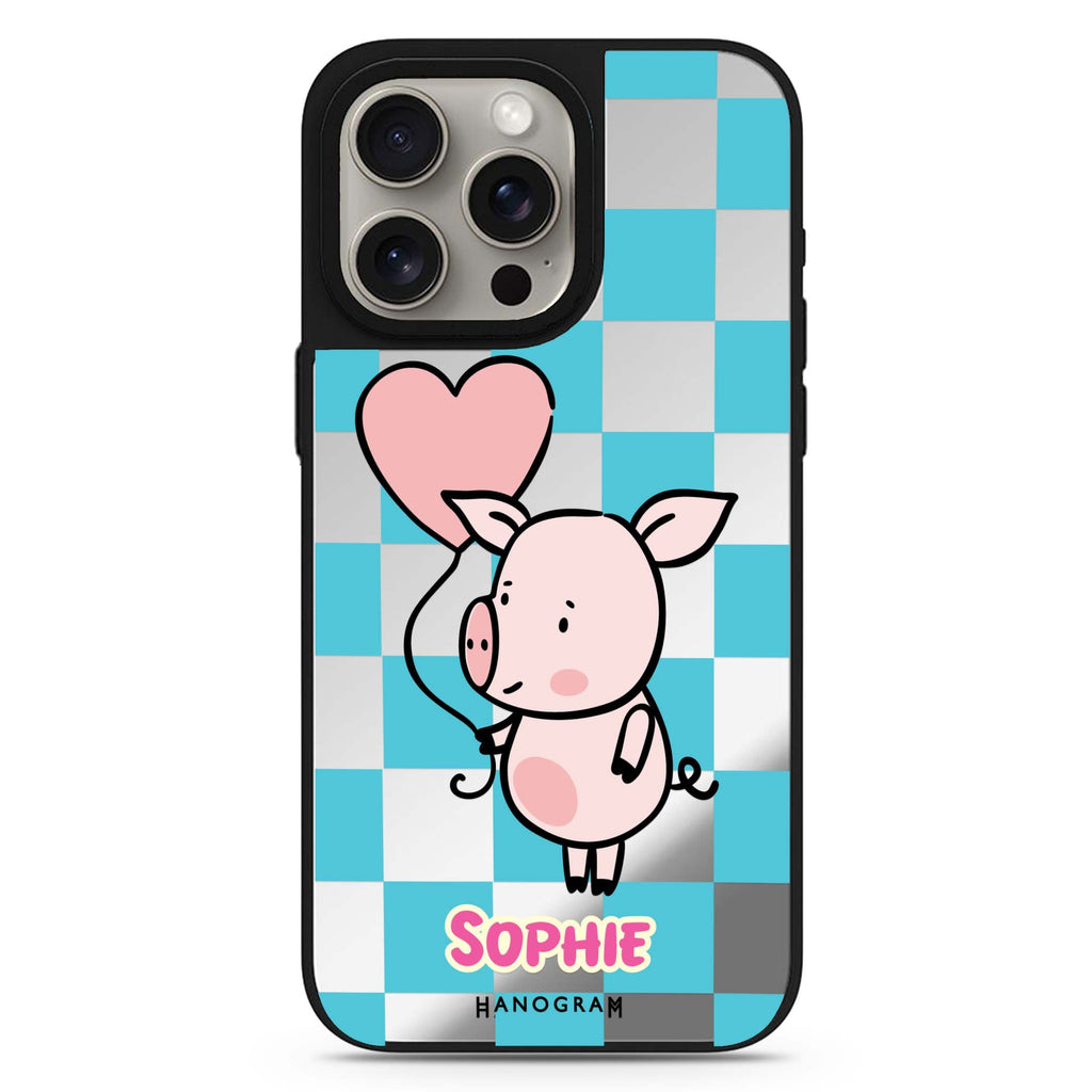Reflective MagSafe Compatible iPhone 16 Mirror Case – Sweet Pig Design