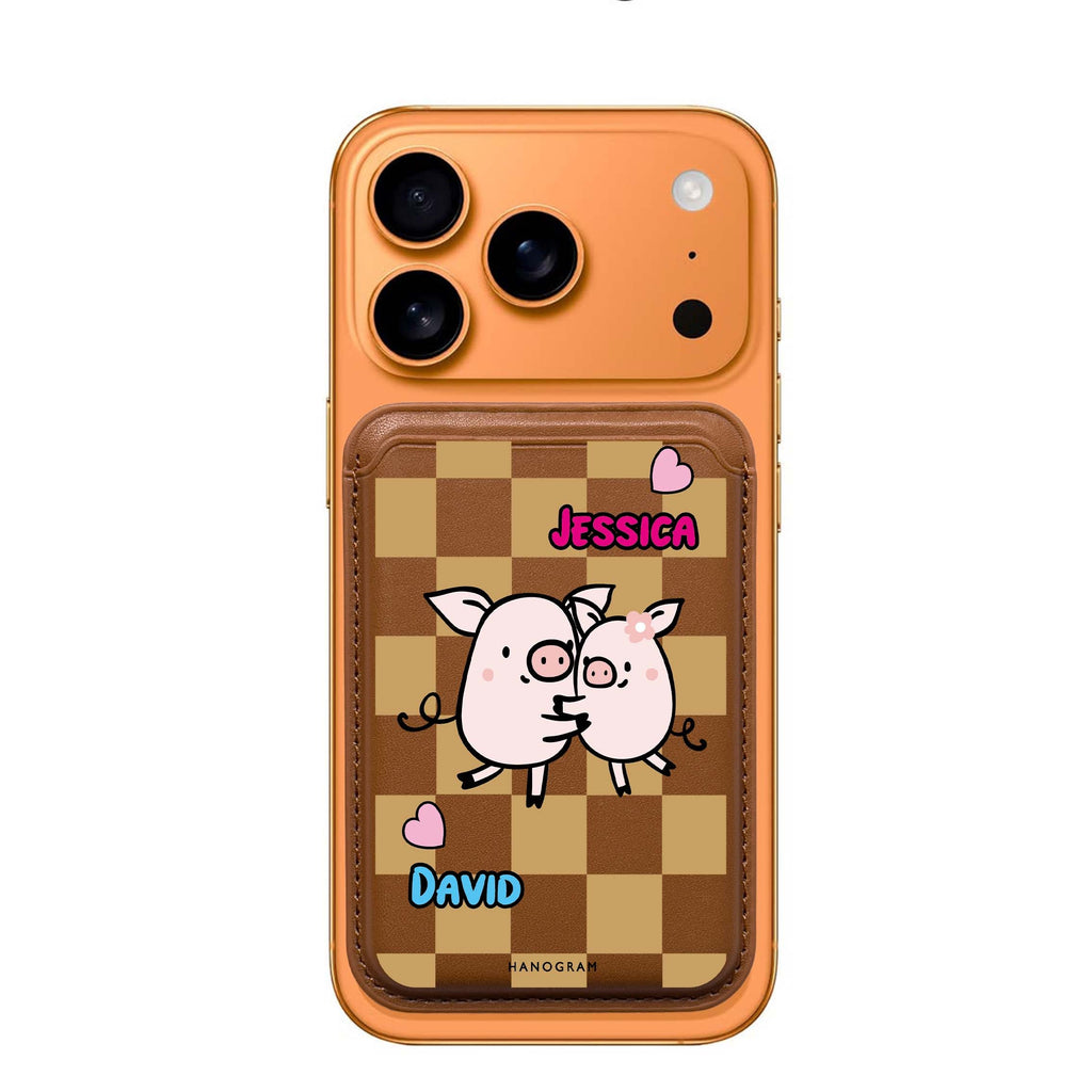 Love Pig custom name MagSafe wallet for iPhone, personalized magnetic card holder, main view