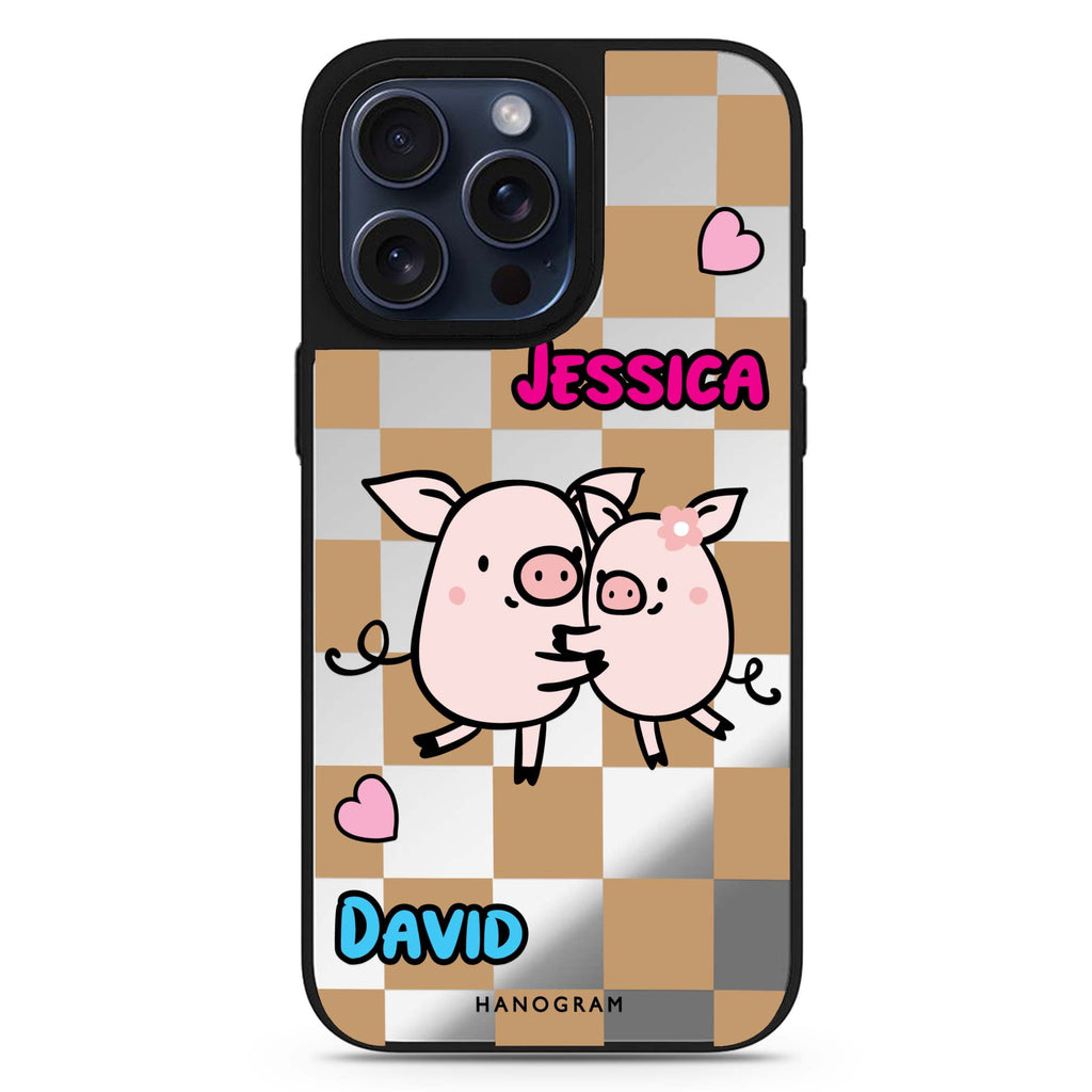 Love Pig personalized name MagSafe mirror case for iPhone 16/15/14 Pro Max and Pro, main view