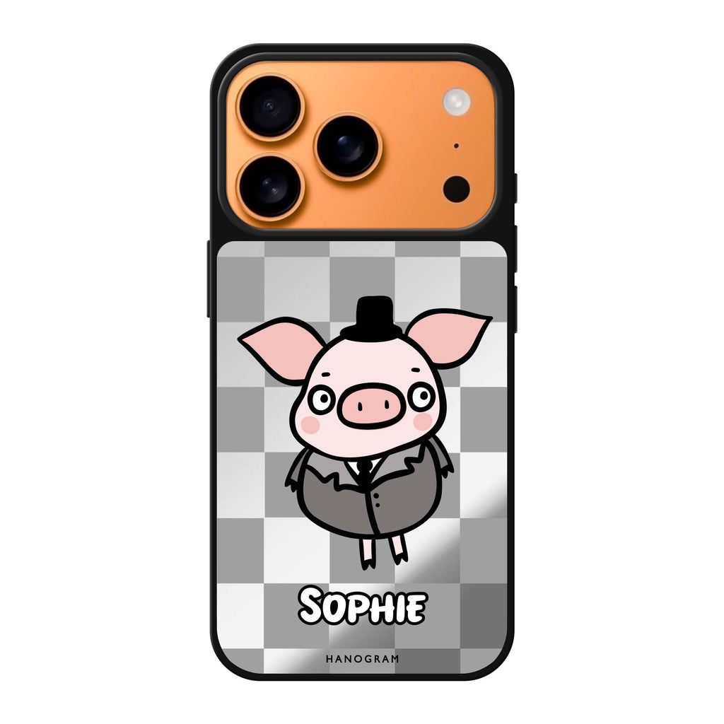 Handsome Pig personalized name pig animal iPhone 17 Pro Max mirror case
