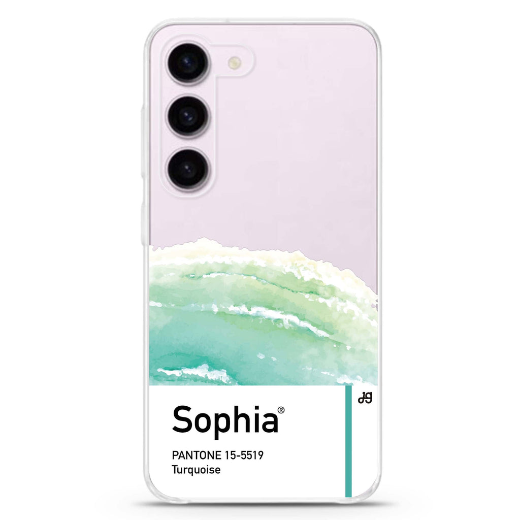 Turquoise I personalized ultra-clear case for Samsung Galaxy S23/S22, front view