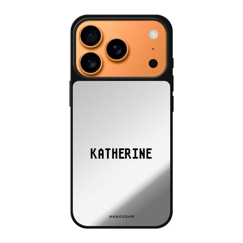 Pixel Custom Name personalized name typography geometric iPhone 17 Pro Max mirror case