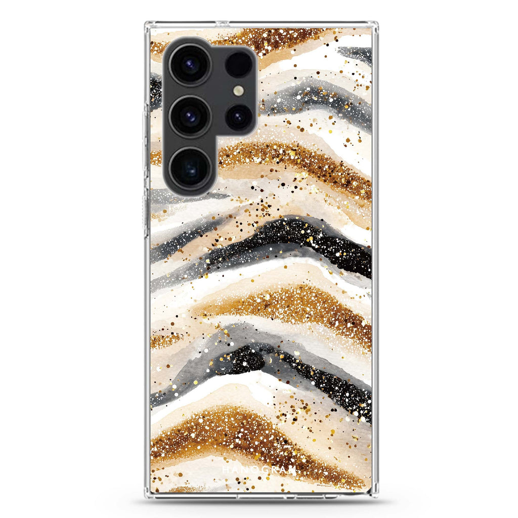 Golden Stripes Samsung Galaxy S26/S25/S24/S23/S22 Ultra ultra clear case, transparent design, main view