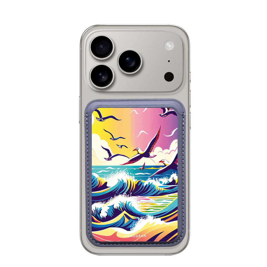Waves & Seagulls MagSafe wallet for iPhone, slim magnetic card holder, main view