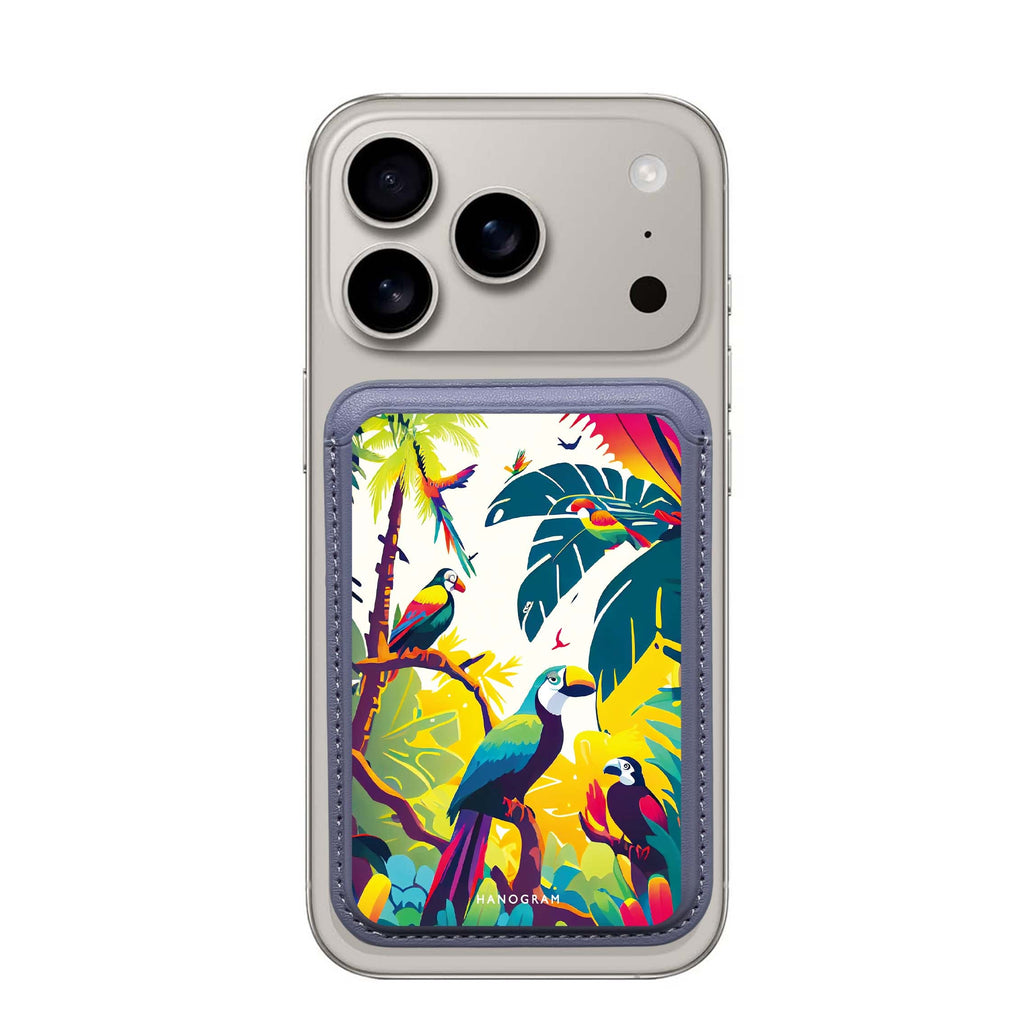 Tropical Birds MagSafe wallet for iPhone, slim magnetic card holder, main view