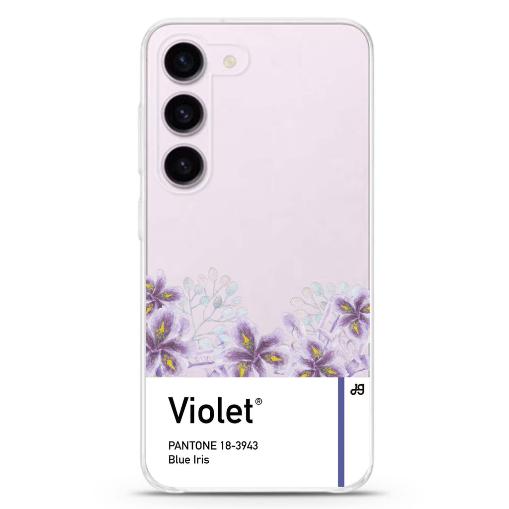 Blue Iris I personalized ultra-clear case for Samsung Galaxy S23/S22, front view