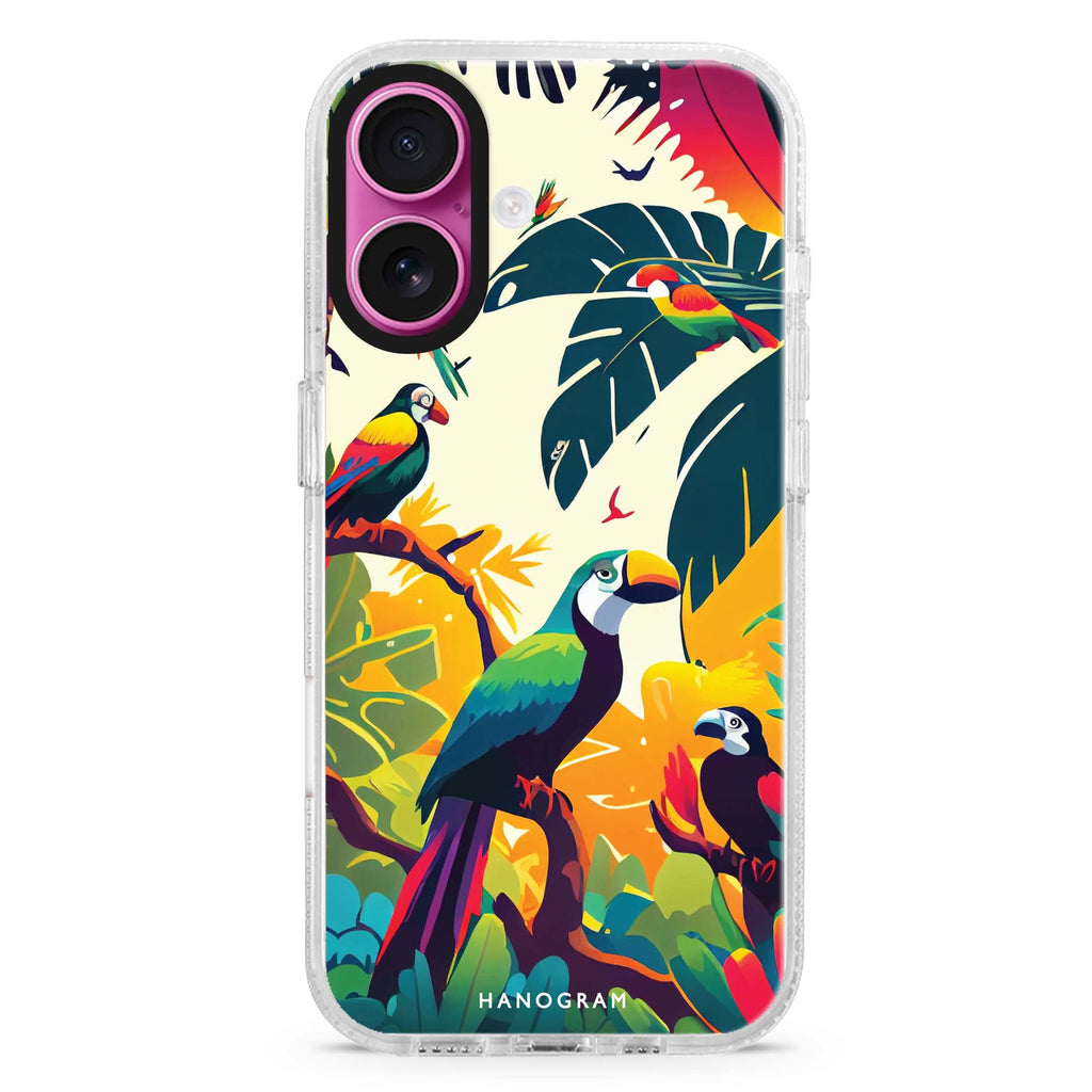 Tropical birds MagSafe Compatible iPhone 16 Ultra Clear Case - Personalized and Stylish Protection