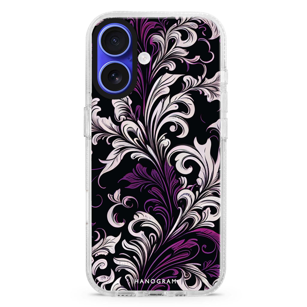 Floral Style 4 iPhone 16 and 16 Plus ultra clear case, transparent floral artwork, front product view