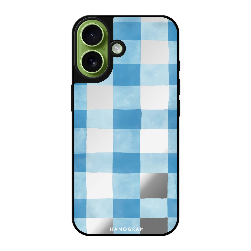 Reflective iPhone 16 Mirror Case –Gingham Sky iPhone Design