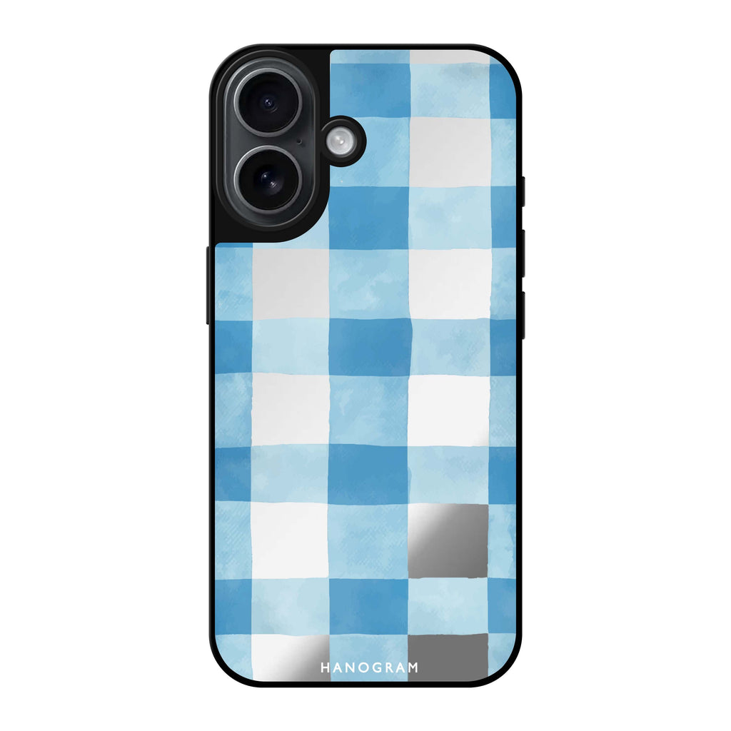 Reflective iPhone 16 Mirror Case –Gingham Sky iPhone Design