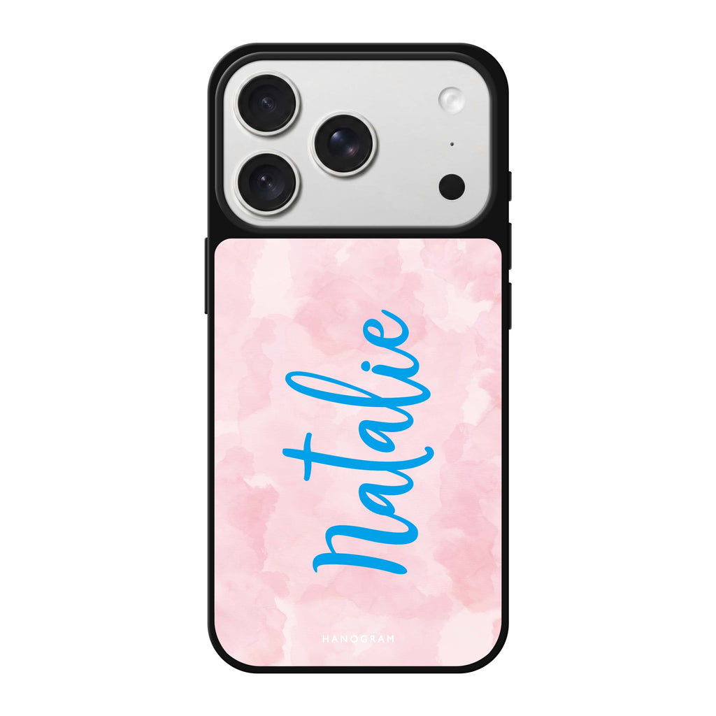 Pink Aqua personalized name blue iPhone 18 Pro Max mirror case