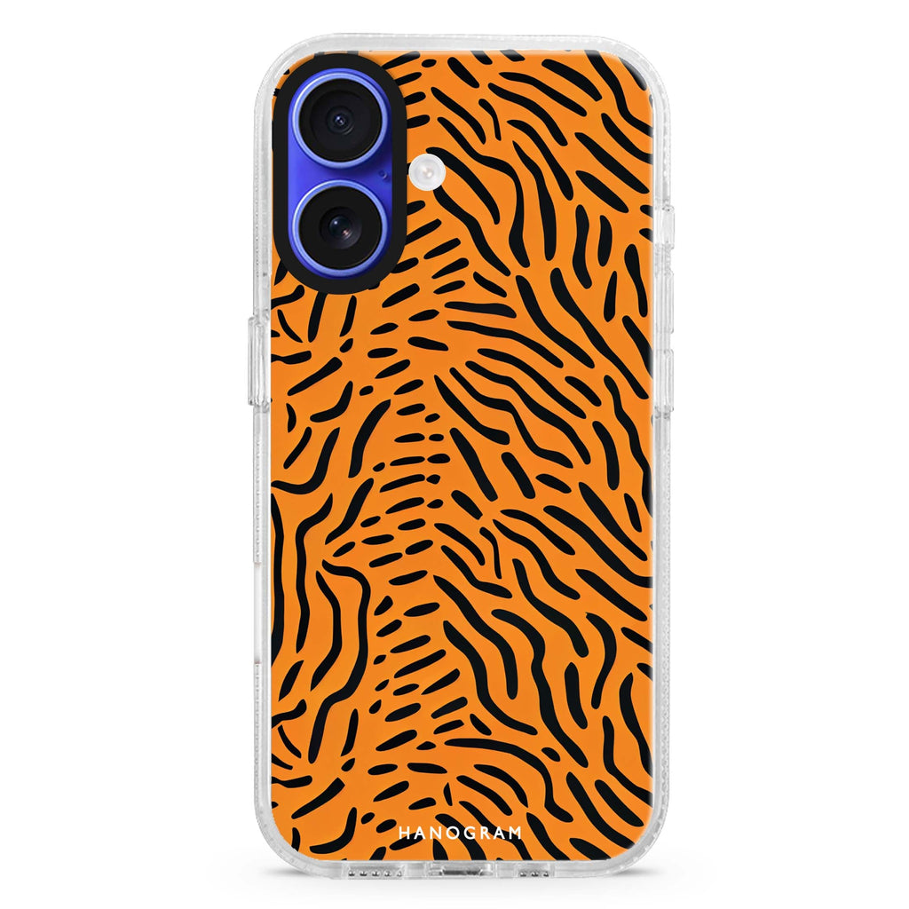 Leopard print Style 2 iPhone 16 and 16 Plus ultra clear case, transparent animal artwork, front product view