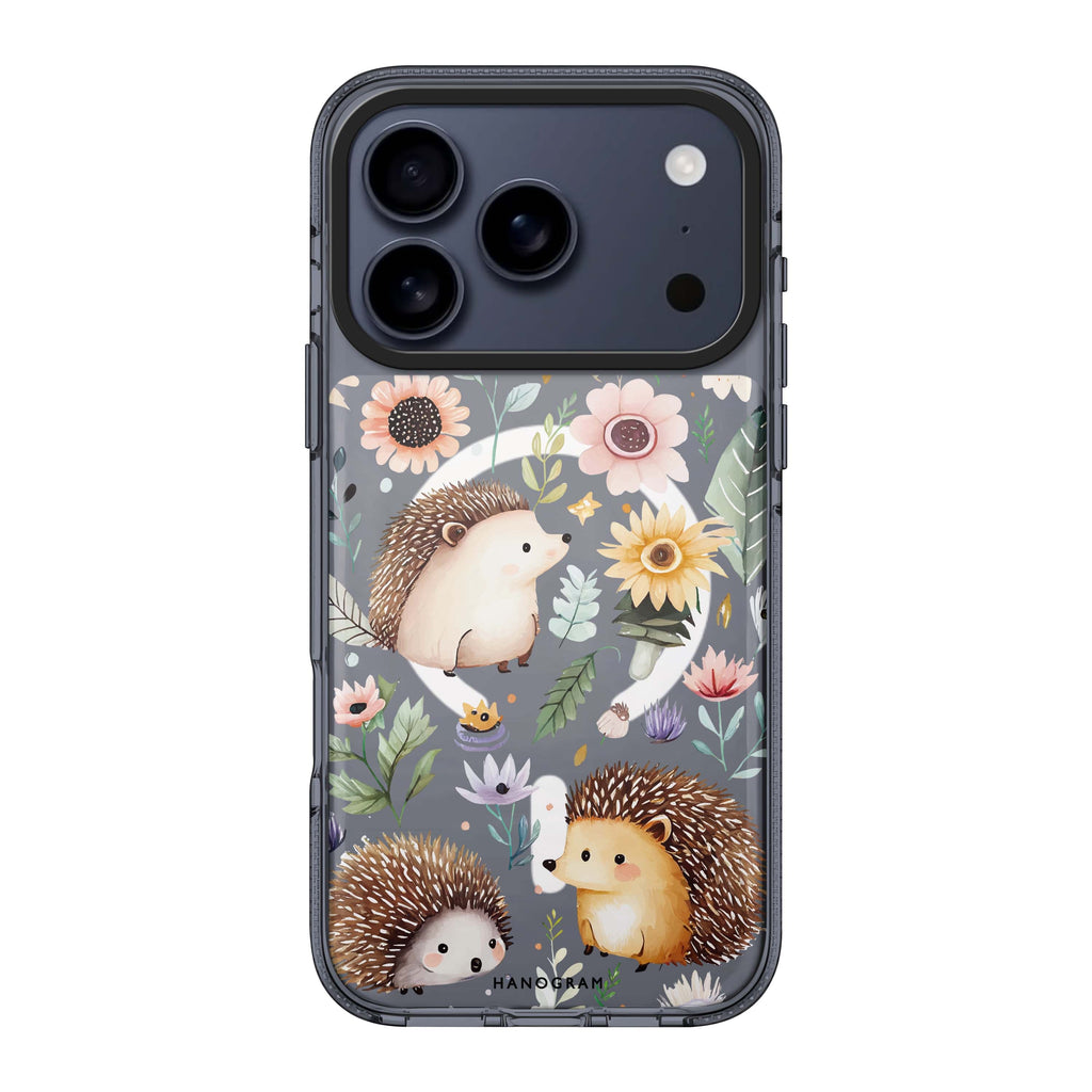 Hedgehog & Floral flower hedgehog animal floral iPhone 17 Pro Max ultra clear case