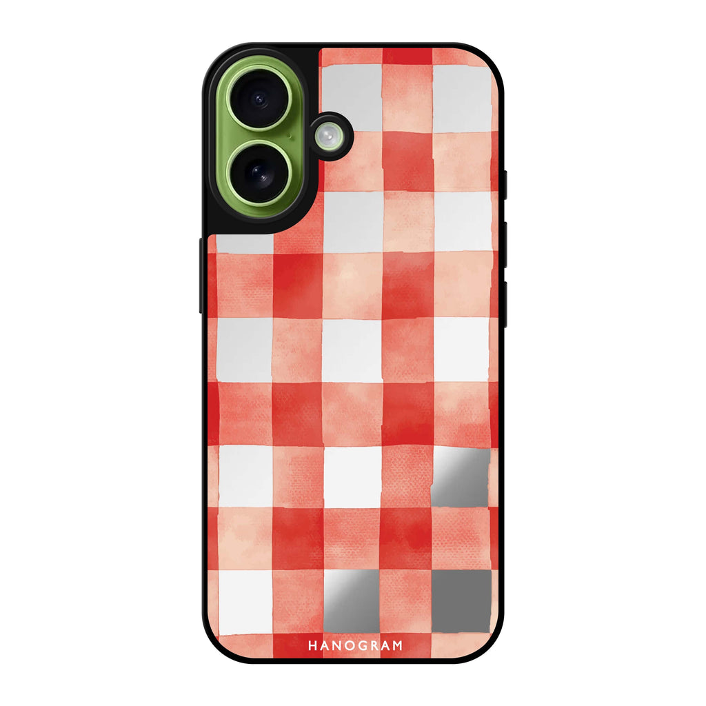 Reflective iPhone 16 Mirror Case –Cherry Checks iPhone Design