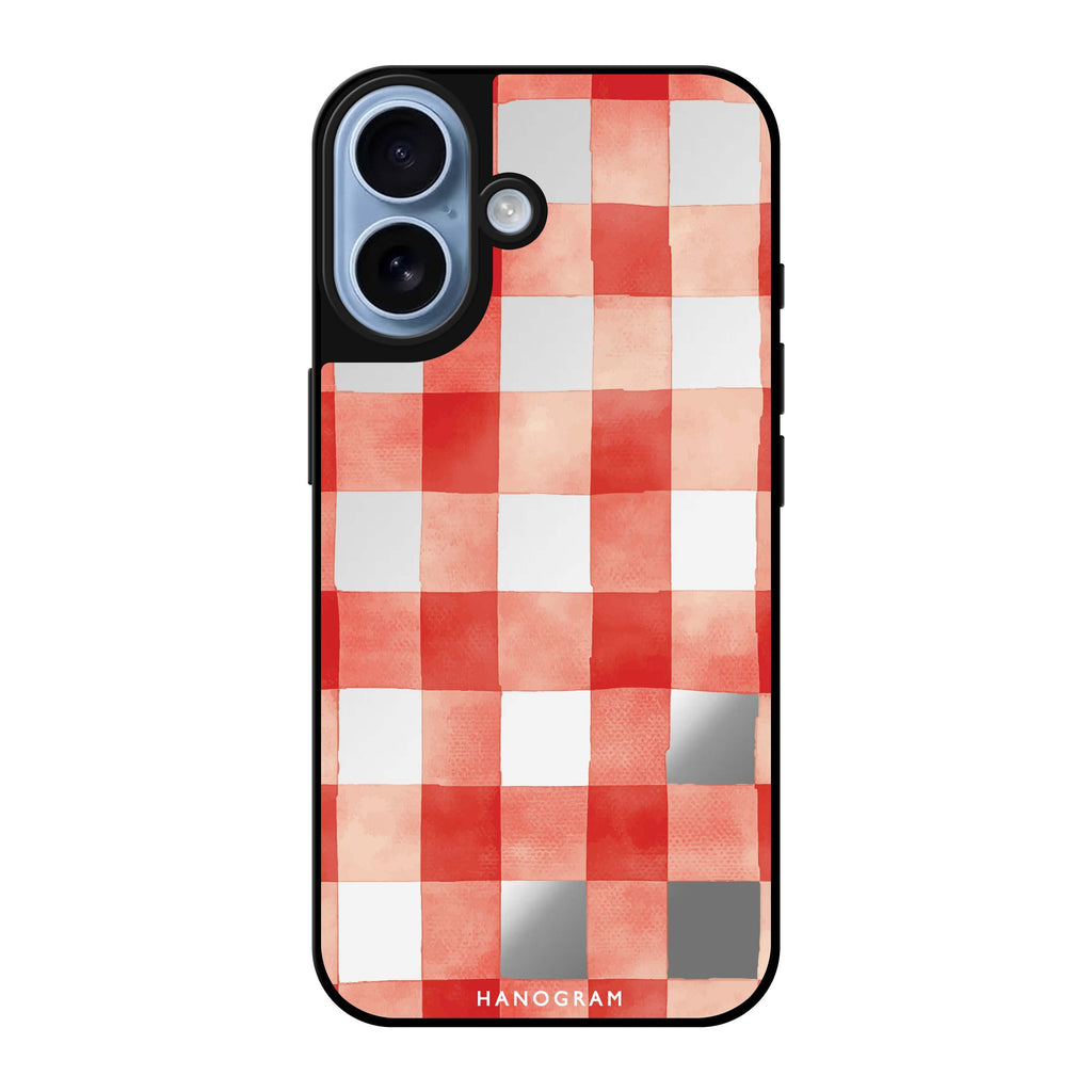 Reflective iPhone 16 Mirror Case –Cherry Checks iPhone Design