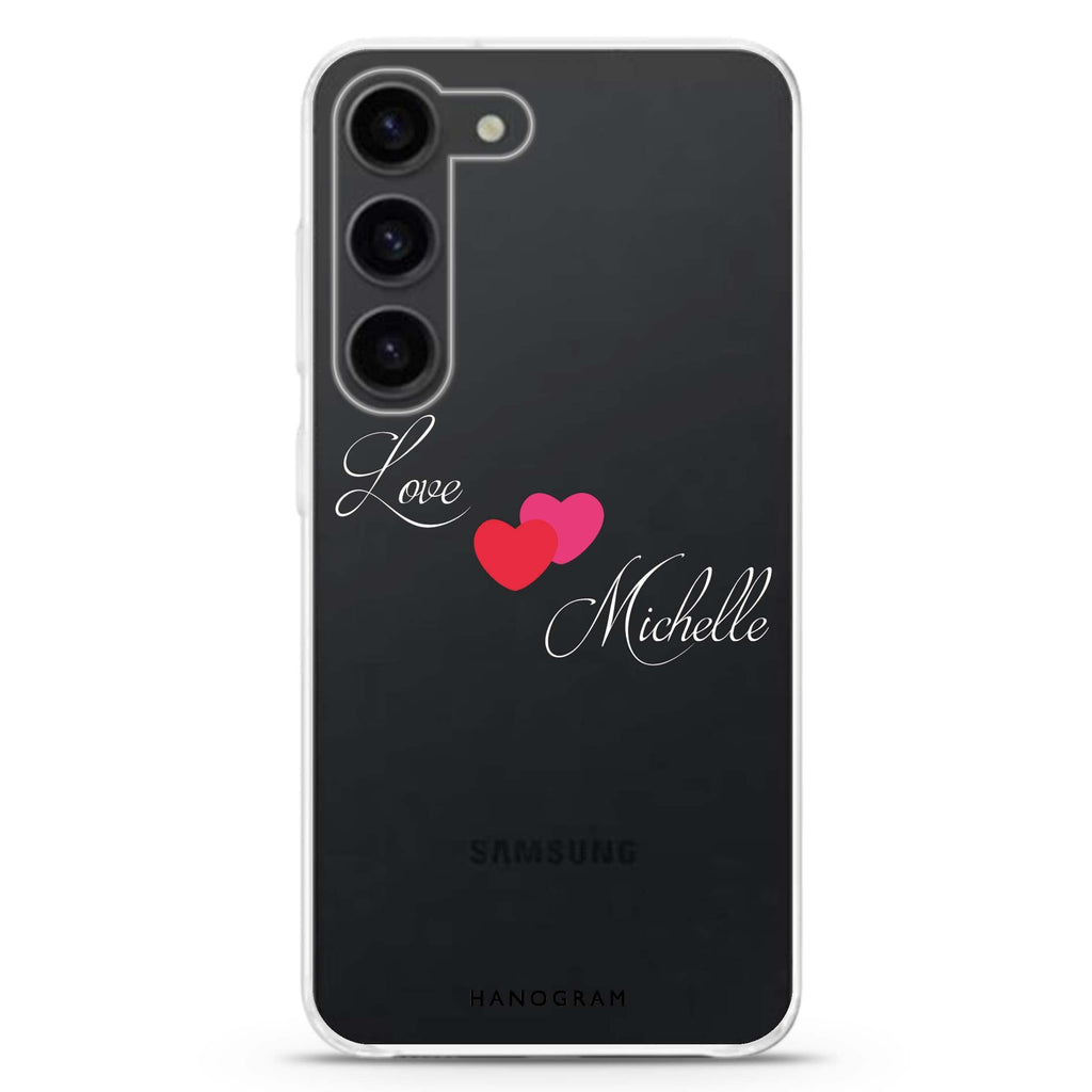 Sweet Heart personalized ultra-clear case for Samsung Galaxy S23/S22, front view