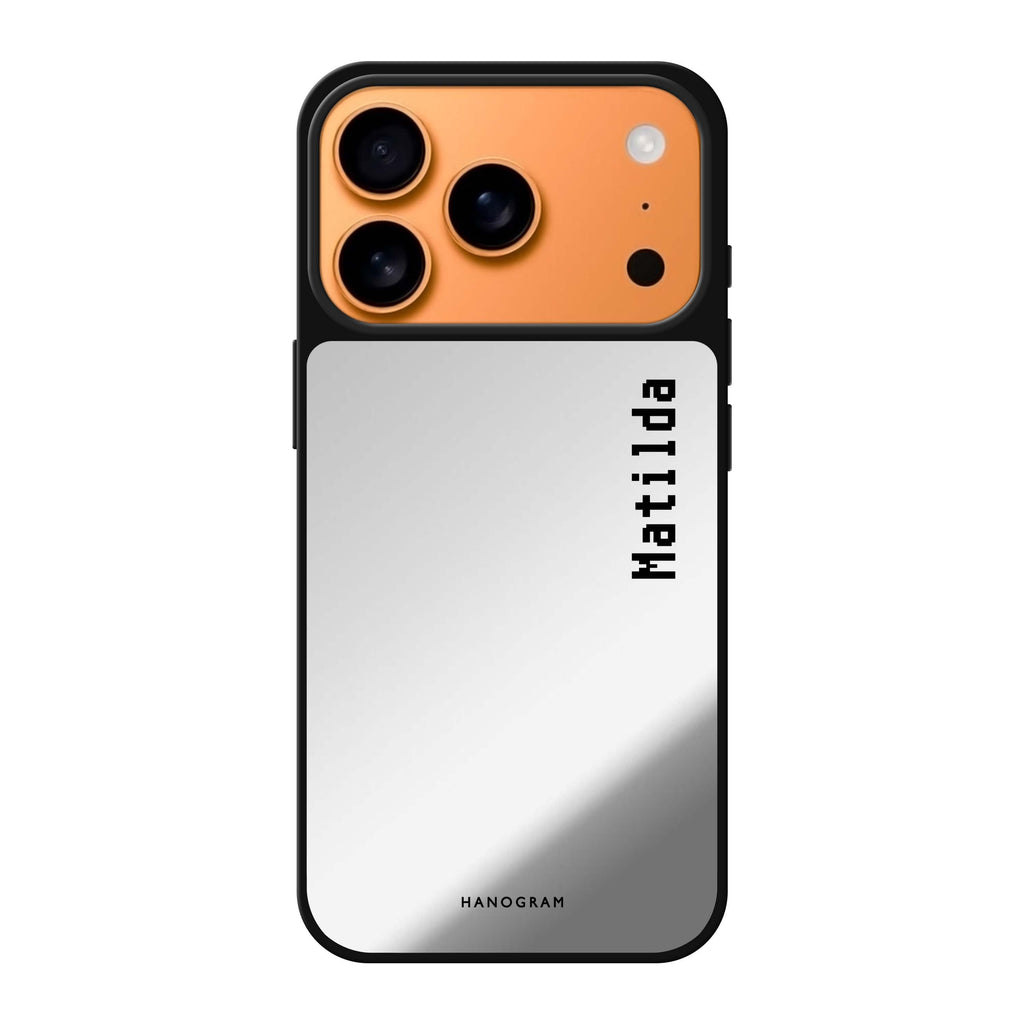 Pixel Custom Name II personalized name typography geometric iPhone 17 Pro Max mirror case