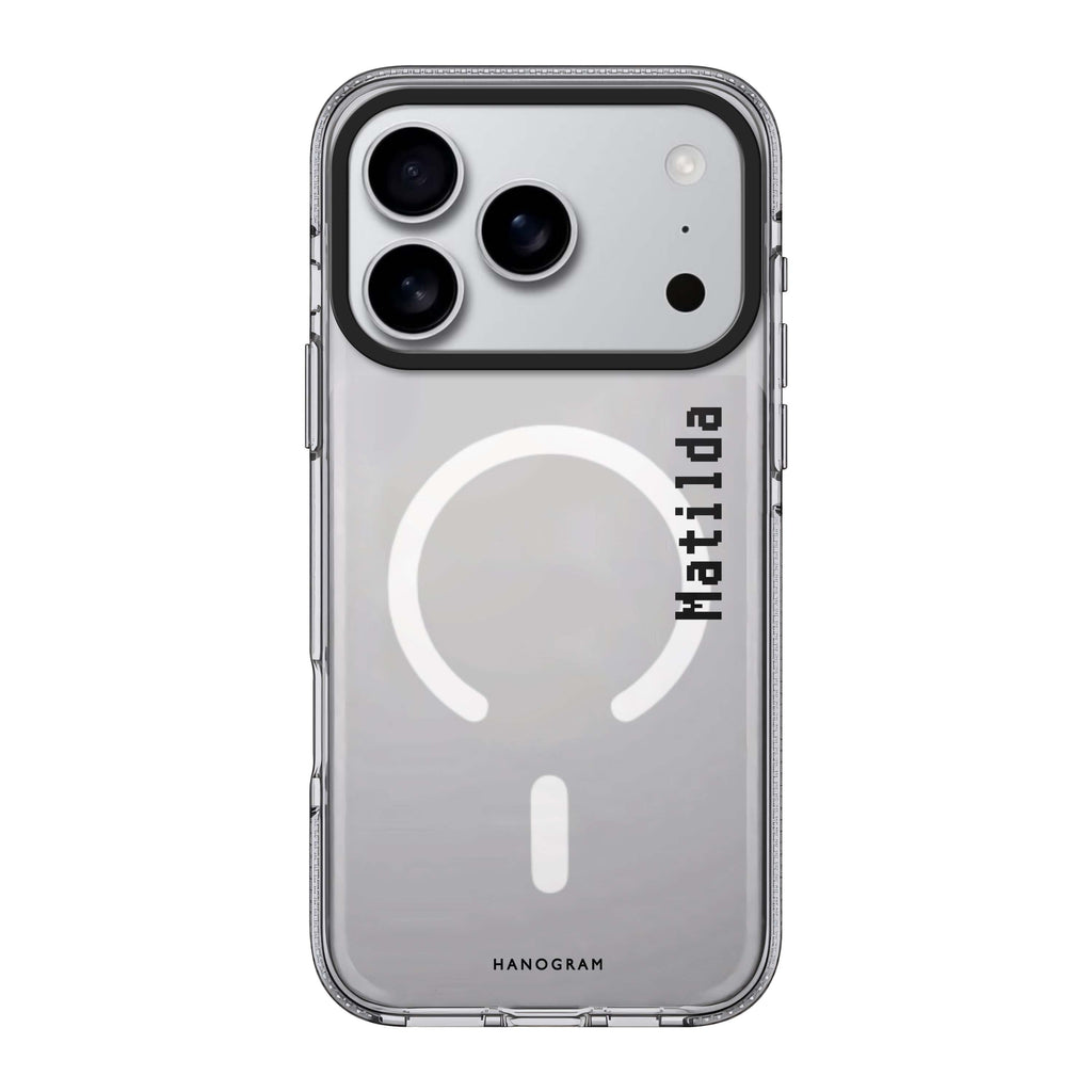 Pixel Custom Name II personalized name typography geometric iPhone 17 Pro Max ultra clear case