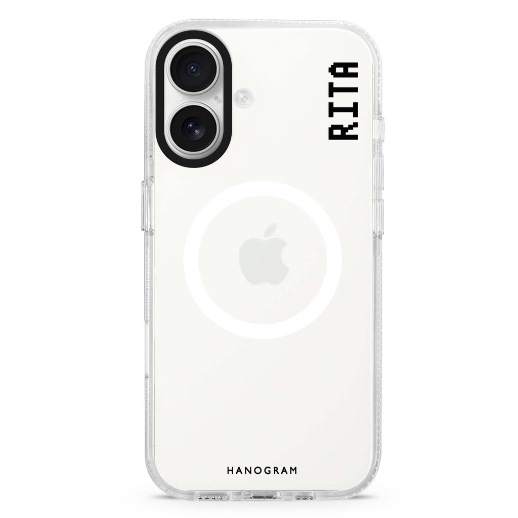Pixel Custom Name II MagSafe Compatible iPhone 16 Ultra Clear Case - Personalized and Stylish Protection