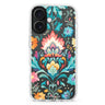 Watercolor Floral iPhone 16 and 16 Plus ultra clear case, transparent floral artwork, front product view