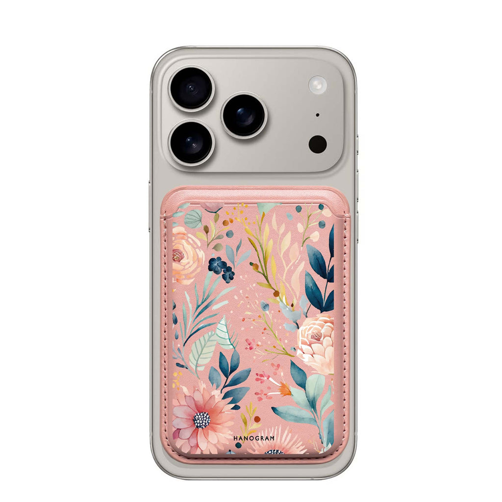 Floral Pattern MagSafe wallet for iPhone, slim magnetic card holder, main view