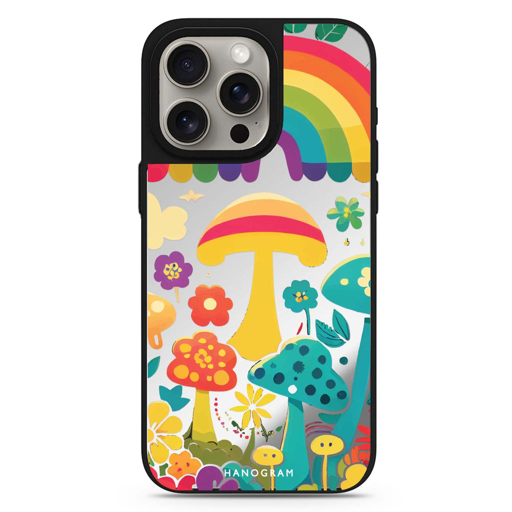Rainbow Mushroom Garden MagSafe compatible mirror case for iPhone 16/15/14 Pro Max and Pro, main view