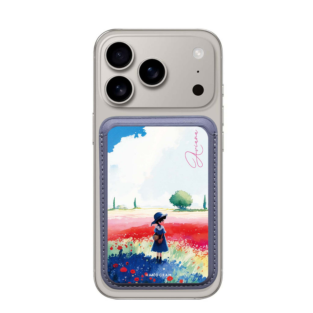 A Little Girl custom name MagSafe wallet for iPhone, personalized magnetic card holder, main view