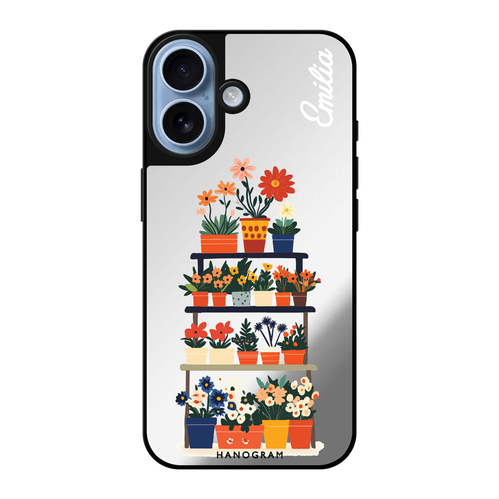Reflective iPhone 16 Mirror Case –Flora Stack iPhone Design