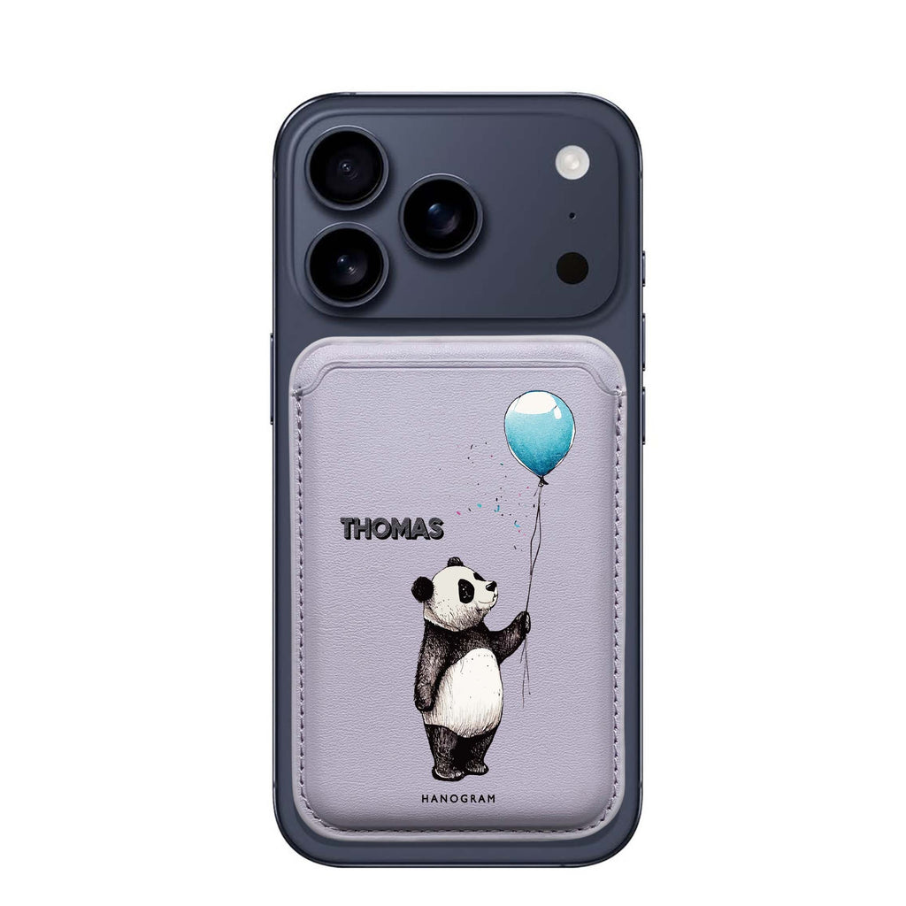 Little Panda custom name MagSafe wallet for iPhone, personalized magnetic card holder, main view