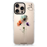 A Watercolour Floral custom name iPhone 16/15/14 Pro Max & Pro ultra clear case floral design, front product view