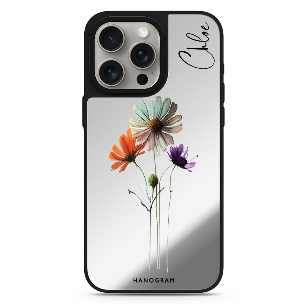 A Watercolour Floral personalized name MagSafe mirror case for iPhone 16/15/14 Pro Max and Pro, main view