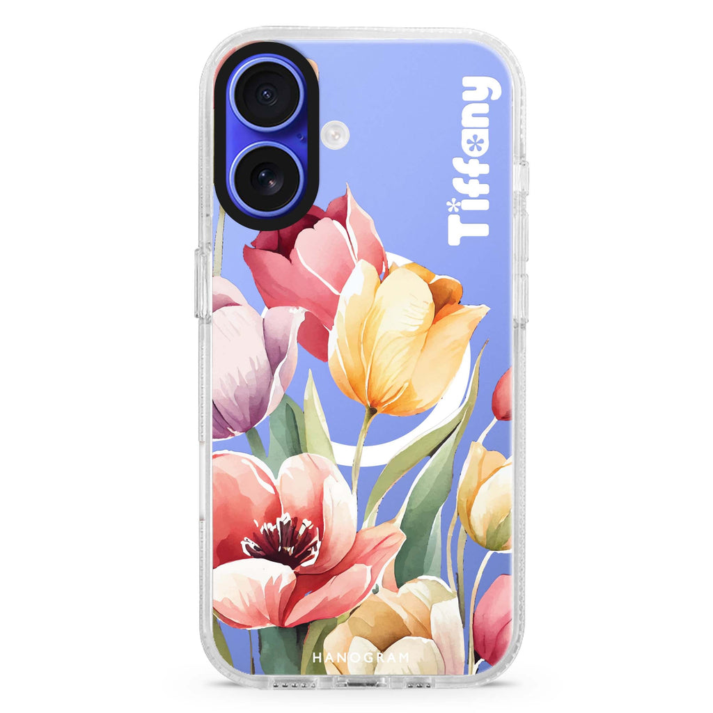 Watercolor tulip MagSafe Compatible iPhone 16 Ultra Clear Case - Personalized and Stylish Protection