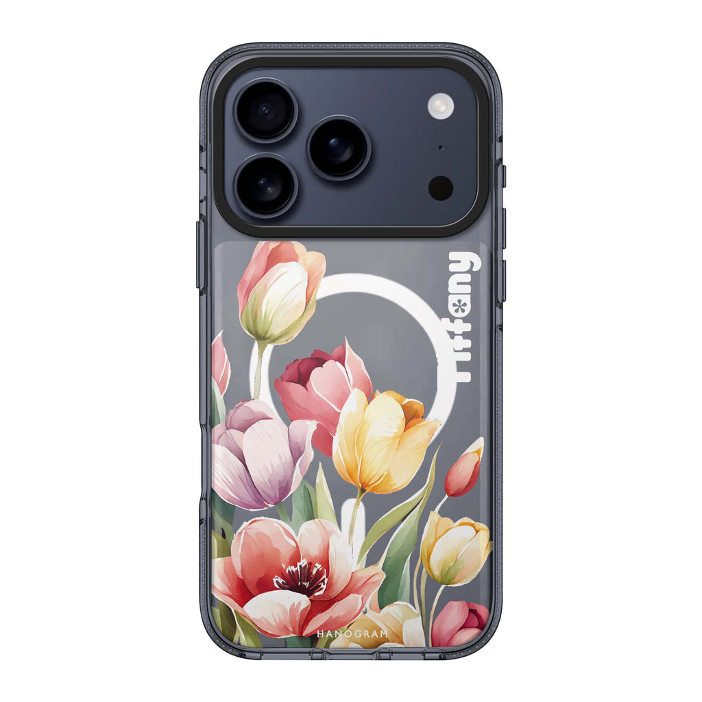 Watercolor tulip personalized name flower floral watercolor iPhone 17 Pro Max ultra clear case