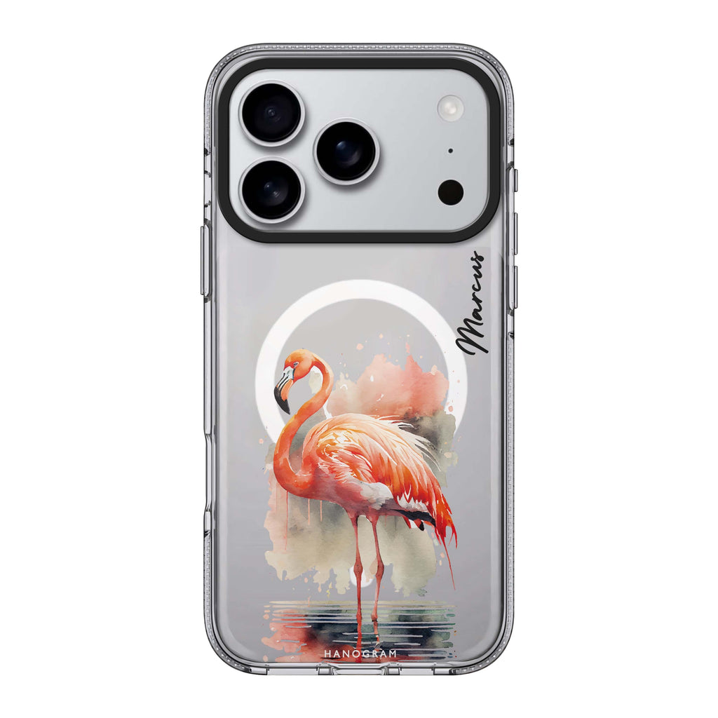 Flamingo in water personalized name flamingo animal nature iPhone 17 Pro Max ultra clear case